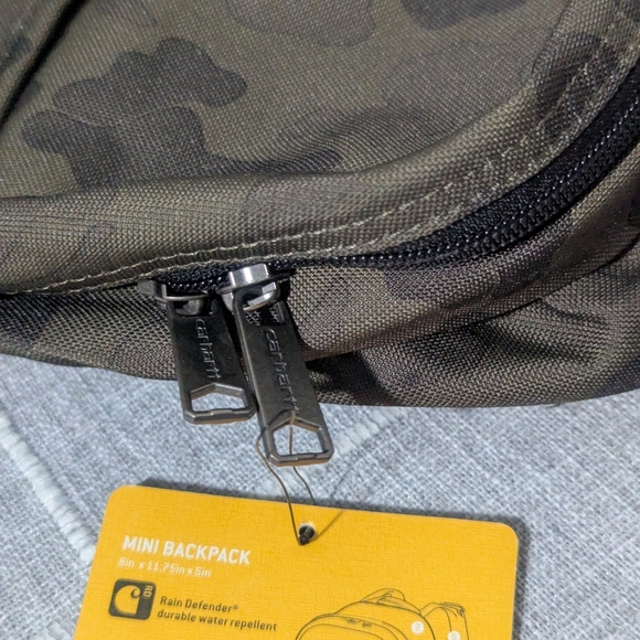 Carhartt Zip Duck Camo Water Repellent Adjustable Strap Mini Backpack - Picture 6 of 14
